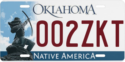 OK license plate 002ZKT