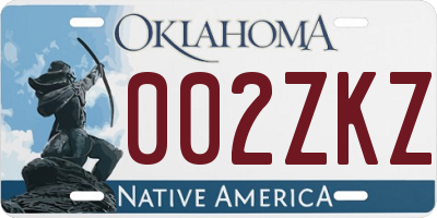 OK license plate 002ZKZ