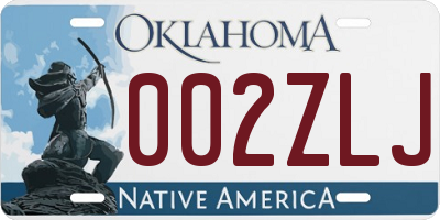 OK license plate 002ZLJ