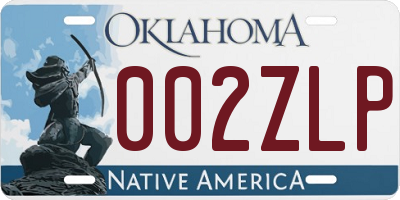 OK license plate 002ZLP