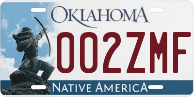 OK license plate 002ZMF