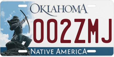 OK license plate 002ZMJ