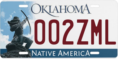 OK license plate 002ZML