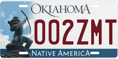 OK license plate 002ZMT