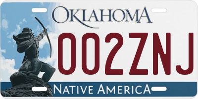OK license plate 002ZNJ