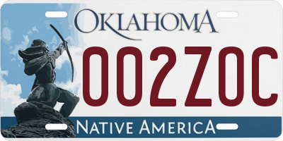 OK license plate 002ZOC