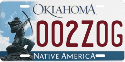 OK license plate 002ZOG