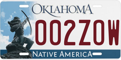 OK license plate 002ZOW