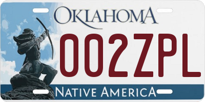 OK license plate 002ZPL