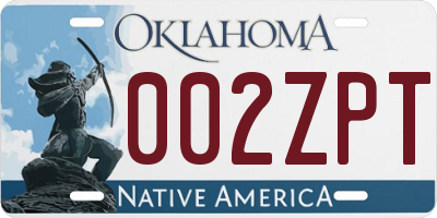 OK license plate 002ZPT