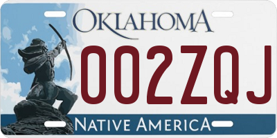 OK license plate 002ZQJ