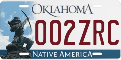 OK license plate 002ZRC