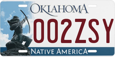 OK license plate 002ZSY