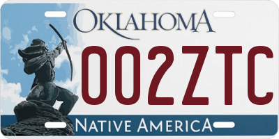 OK license plate 002ZTC
