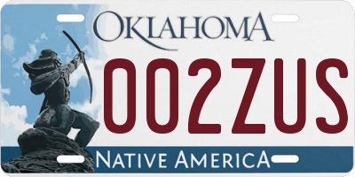 OK license plate 002ZUS
