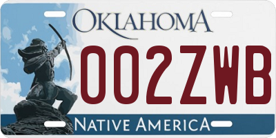 OK license plate 002ZWB