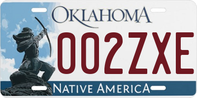 OK license plate 002ZXE