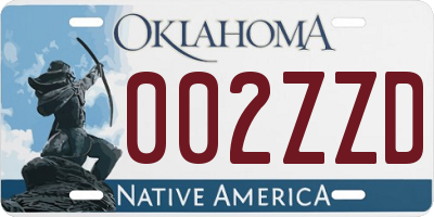 OK license plate 002ZZD