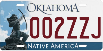 OK license plate 002ZZJ