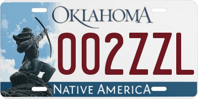 OK license plate 002ZZL