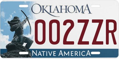 OK license plate 002ZZR