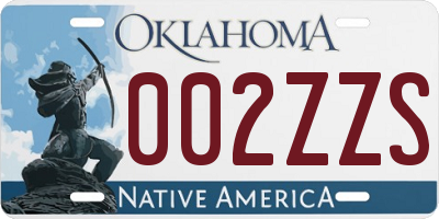 OK license plate 002ZZS