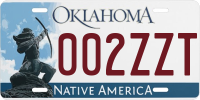 OK license plate 002ZZT