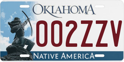 OK license plate 002ZZV