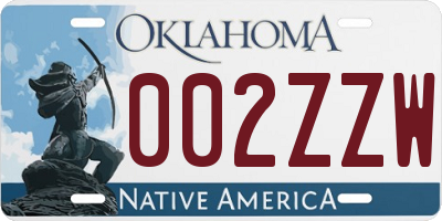 OK license plate 002ZZW