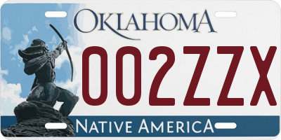 OK license plate 002ZZX