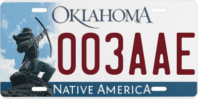 OK license plate 003AAE