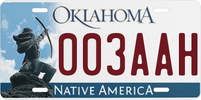 OK license plate 003AAH