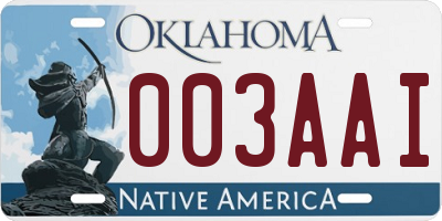 OK license plate 003AAI