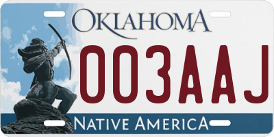 OK license plate 003AAJ