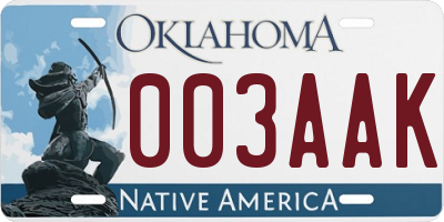 OK license plate 003AAK