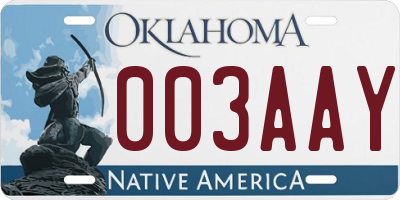 OK license plate 003AAY