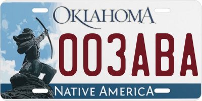 OK license plate 003ABA