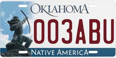 OK license plate 003ABU