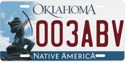 OK license plate 003ABV