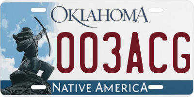 OK license plate 003ACG