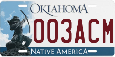 OK license plate 003ACM