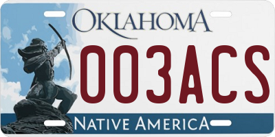 OK license plate 003ACS
