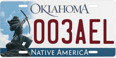 OK license plate 003AEL