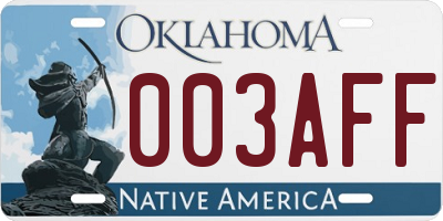 OK license plate 003AFF