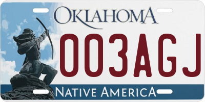 OK license plate 003AGJ