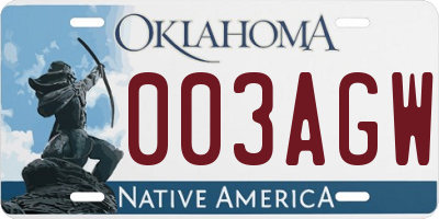 OK license plate 003AGW