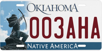 OK license plate 003AHA