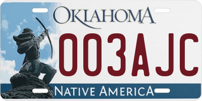 OK license plate 003AJC