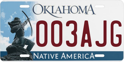 OK license plate 003AJG