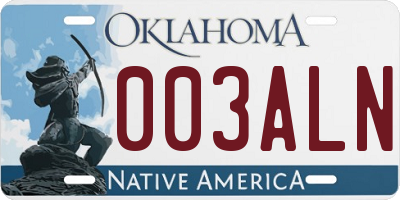 OK license plate 003ALN